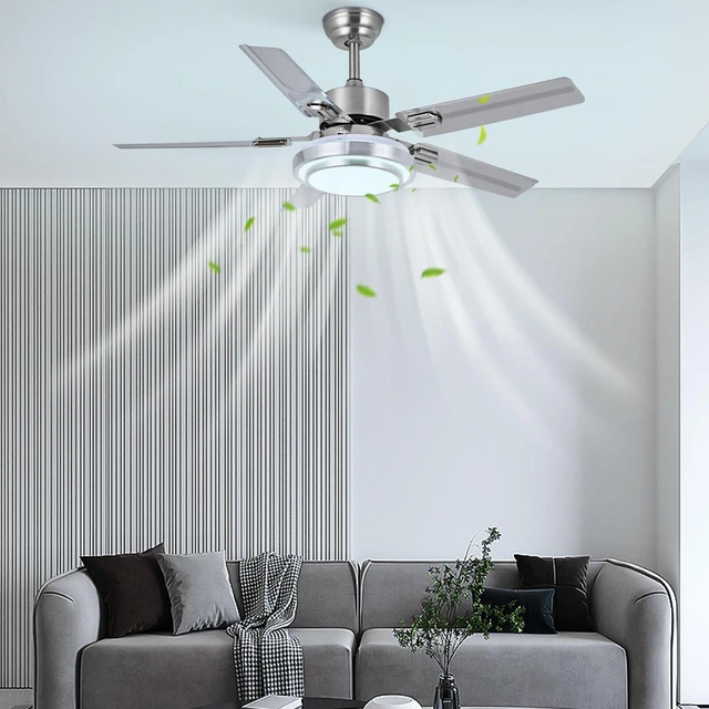 52in Ceiling Fan Light 52in. Ceiling Fan Light 5 Stainless Steel Blades 2024 LED Fan