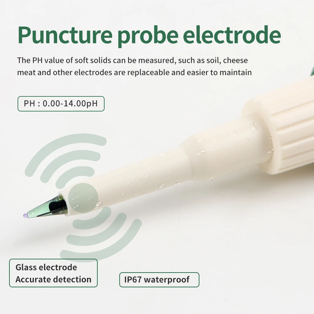 Lebensmittel-pH-Tester Teig-Alkalimeter-pH-Meter 0, 3-0, 5 für boden kosmetische Lebensmittel Käse Fleisch Obst ph cf Dual-Display – Detail 8