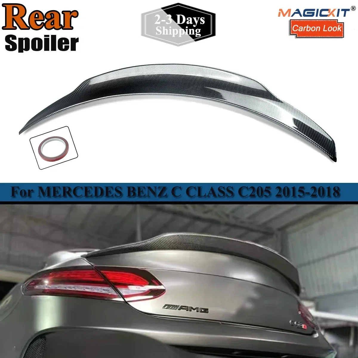 

Highkick Rear Roof Spoiler PSM Style Wing For Mercedes Benz W205 2015-2018 C63 AMG C200 C250 2Doors 2015-2018 Car Replacement