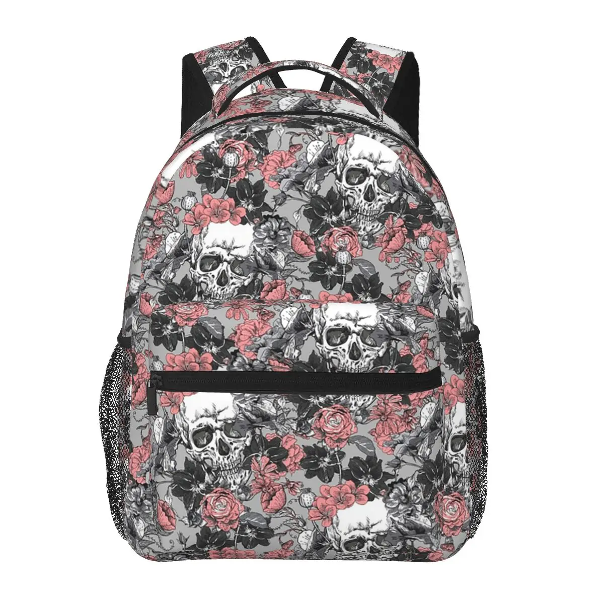 

Gothic Floral Skull Pattern Student Backpack School Bag Hiking Travel Daypack for Boys Girls Fashion Bookbag Shoulder Bags