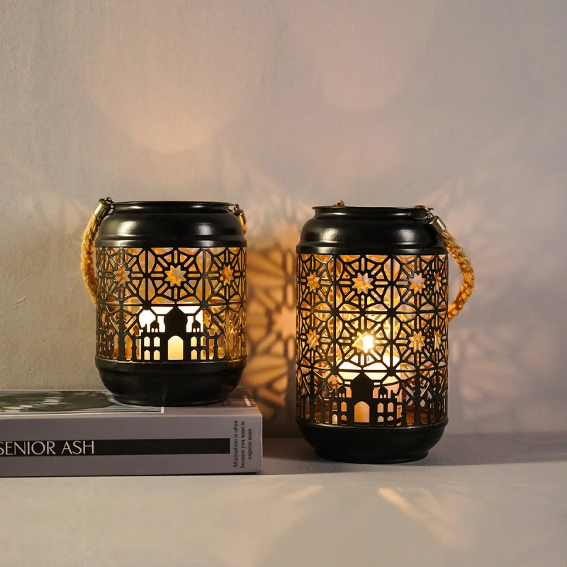-Border Middle Eastern Festival Style Candle Holder Ornament Hollow Aromatherapy Gold Home Candle L
