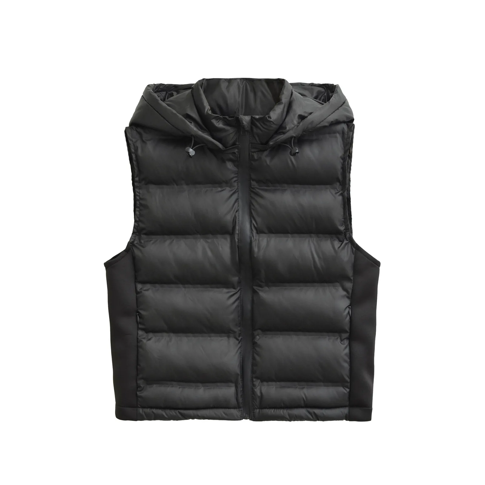 

Женский зимний утепленный хлопковый жилет с цветными блоками и карманами на молнии, лоскутный дизайн, теплая верхняя одежда без рукавов с капюшоном