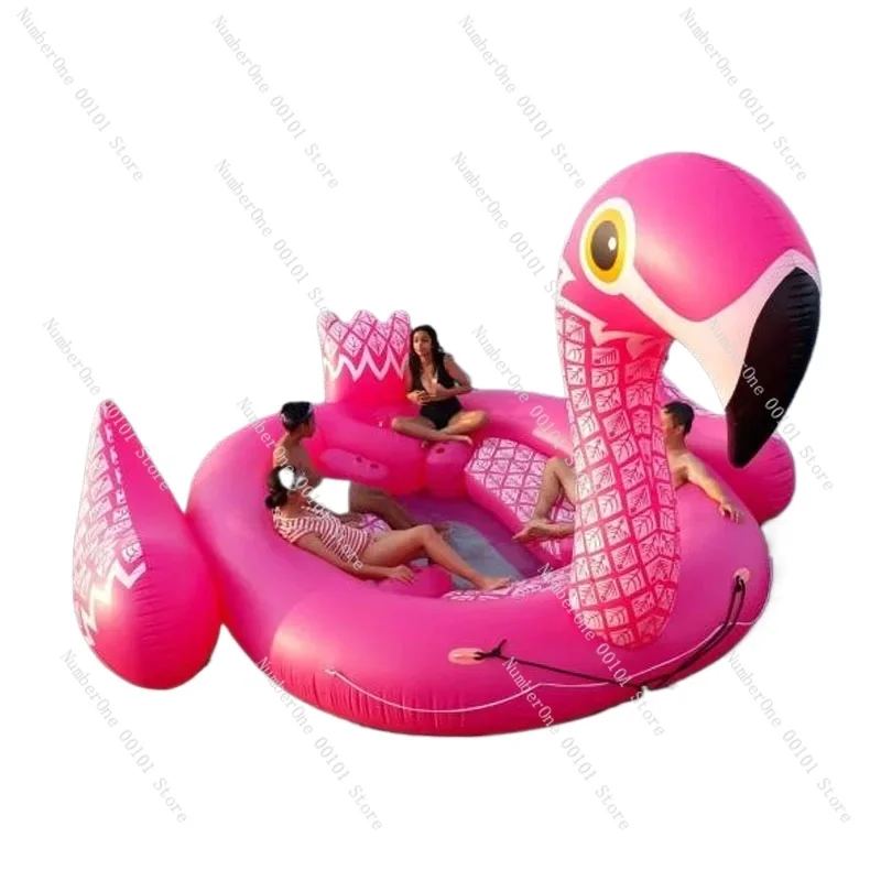 

New Custom Huge Unicorn party island 6 person float in water outdoor 500*420cm inflatable floating island for sale