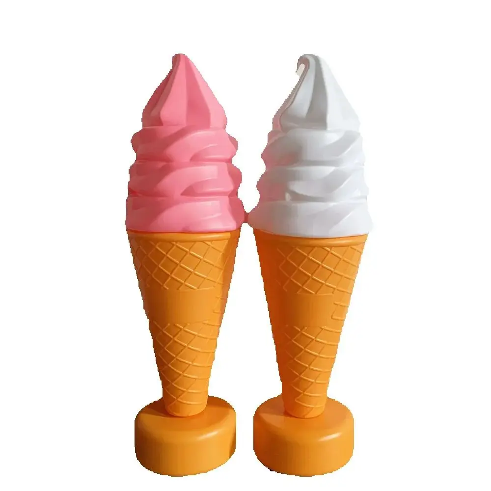

60cm with Lamp Giant Ice Cream Light Model Display Amusement Park Fashion Hand Cart Snake Soft Serve Cone Pink Shape Outdoor