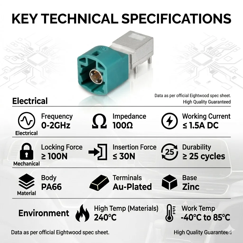 

Eightwood Fakra Code Z HSD LVDS 4 Pin Right Angle Jack Female PCB Mount Connector Car Camera Display Satellite Radio Adapter