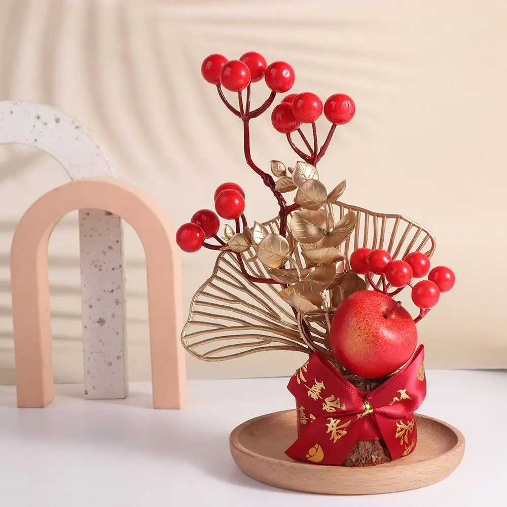 Red Berry Branch Artificial Flowers Plants Pots Best Wishes Good Luck New Year Pots Get Rich Good Fortune Wedding Pots