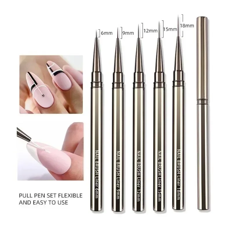 Nails Art Liner Brushes Elongated Lines Striping Drawing Painting  6/9/12/15/18mm Nail Design Pen Professional Manicure Tool New