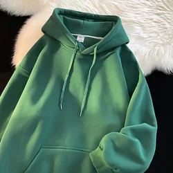 Hiphop Mannen Vrouwen Donkergroene Hoodie Sweatshirt High Street Heren Harajuku Mode Casual Losse Capuchon Pullover Y 2K Hoodies