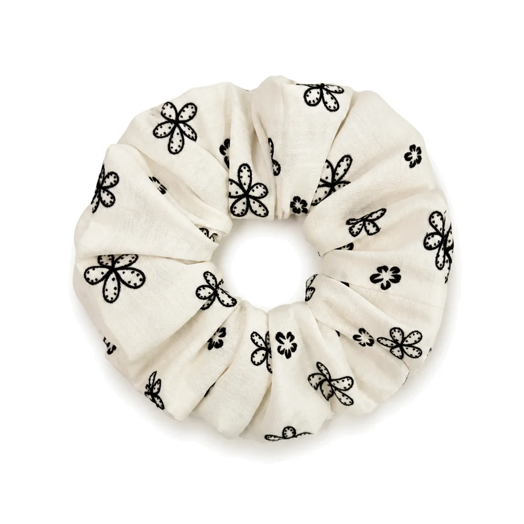 XYPP-81 Handmade Pattern Single-Layer Scrunchie Handmade Elastic Hair Tie for Ponytail and Bun, Soft Gathered Hair