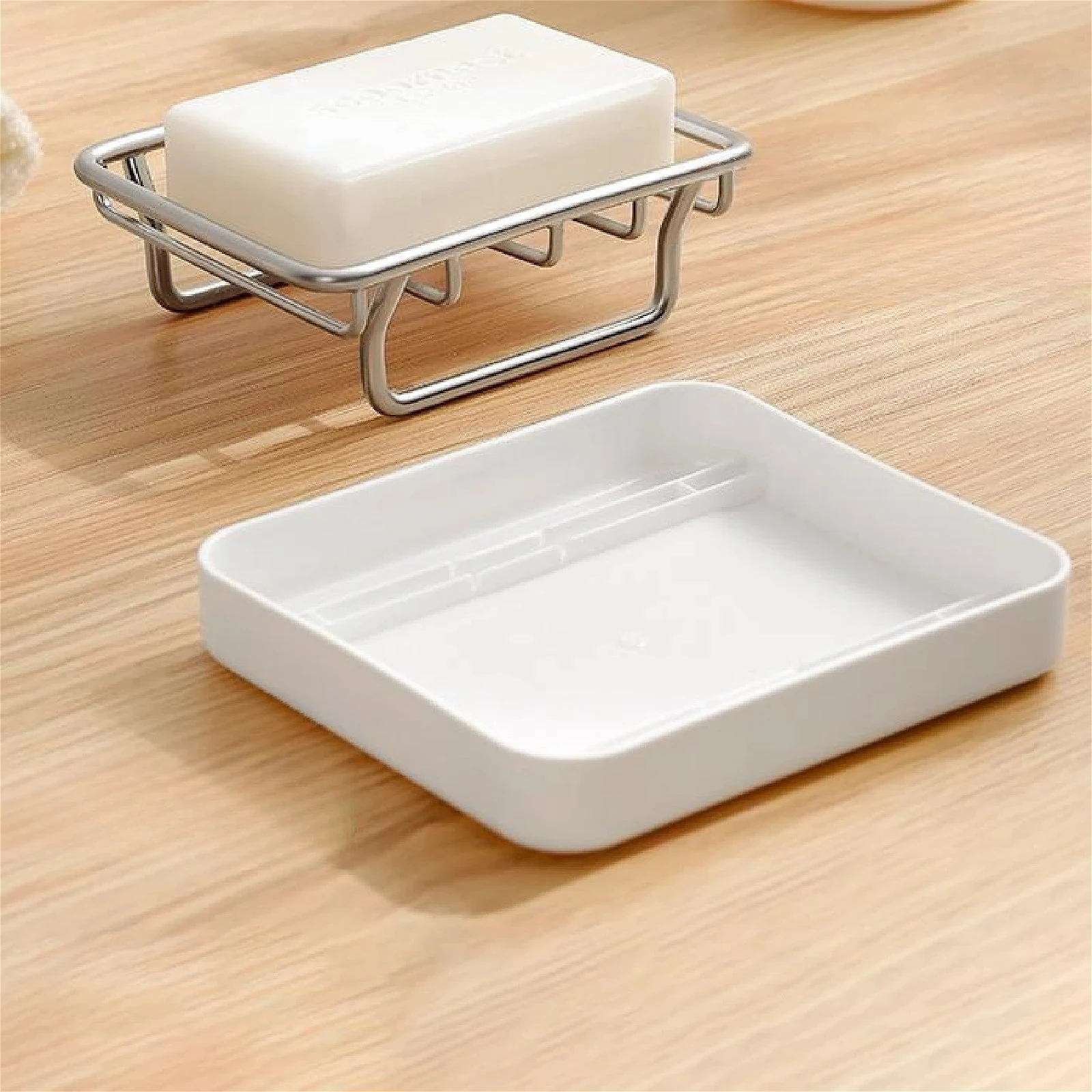 

Bathroom Stainless Steel Soap Organizer Household Double Layer Rustproof Soap Holder Storage Essentials Efficient Space Saving