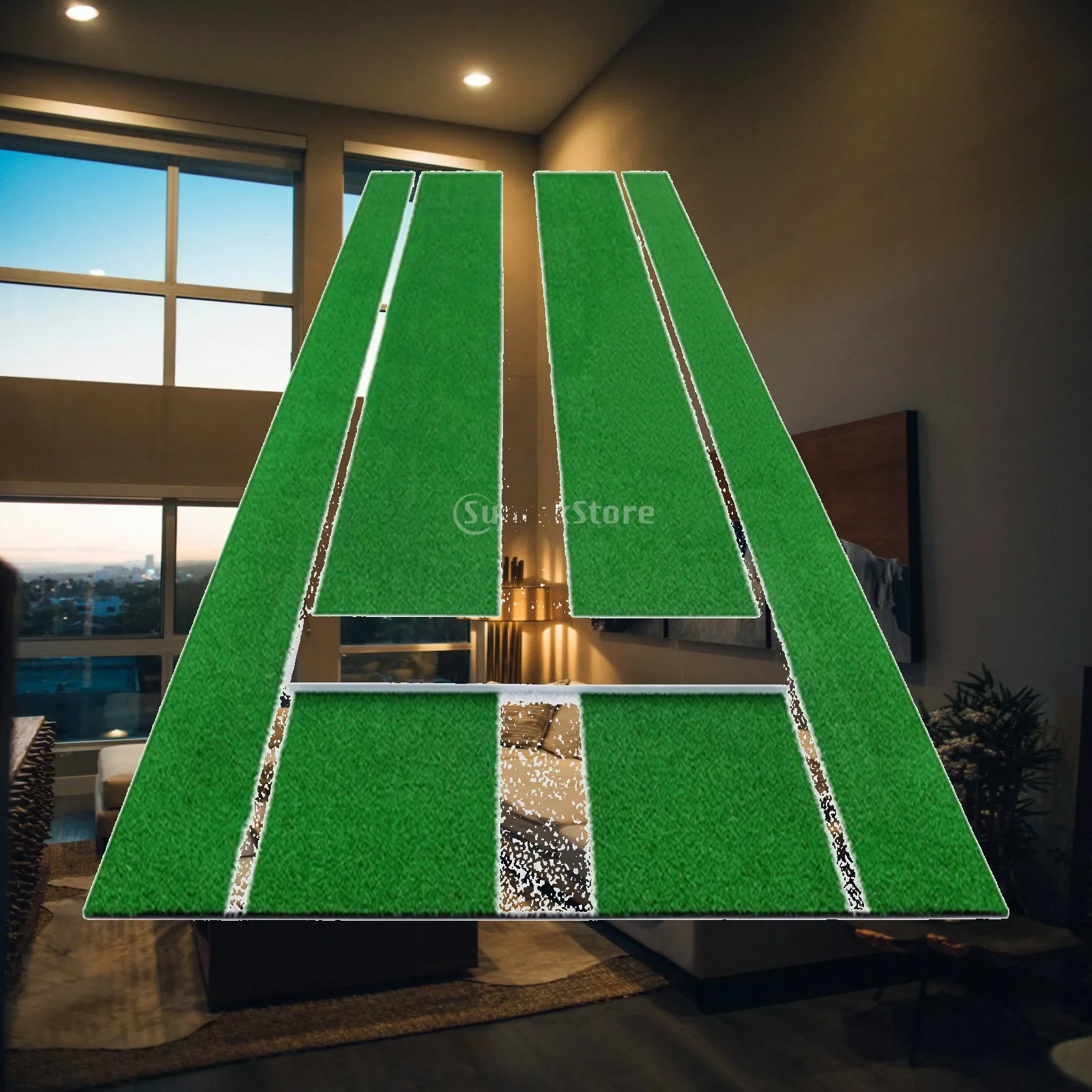 Synthetic Turf Baseball Batting Mat for Throwing and Hitting Drills with White Strip Guide