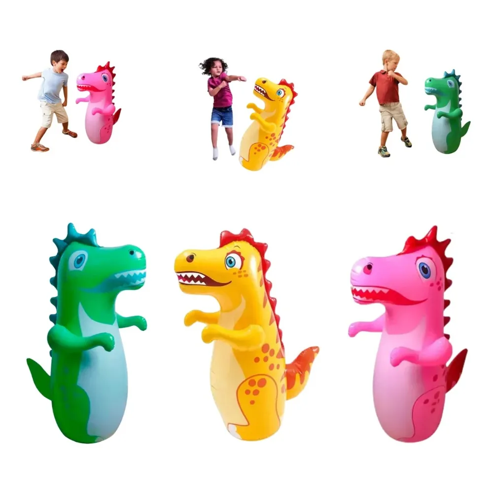 Nadmuchiwana zabawka do bicia, typ rebound, model dinozaura, nadmuchiwany worek bokserski stojący, zabawka interaktywna do aktywności sportowych.