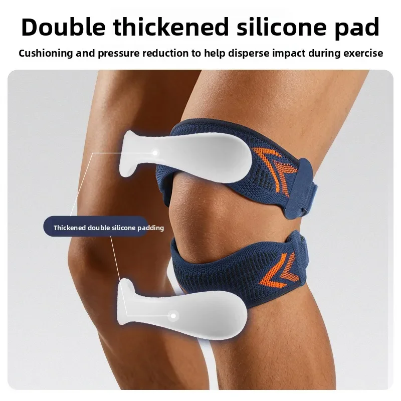 Silicone Shock Absorption Patella Knee Strap Breathable Compression Knee Protector Men Women Basketball Cycling Mountaineering