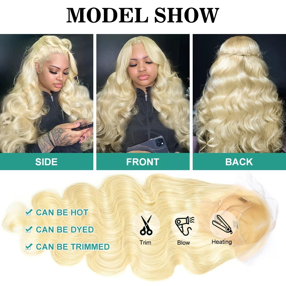 200 Gęstość Body Wave 613 13x6 Lace Frontal 100% Human Hair Wig 40 Inch Preplucked Blonde Tanie peruki dla kobiet na wyprzedaży