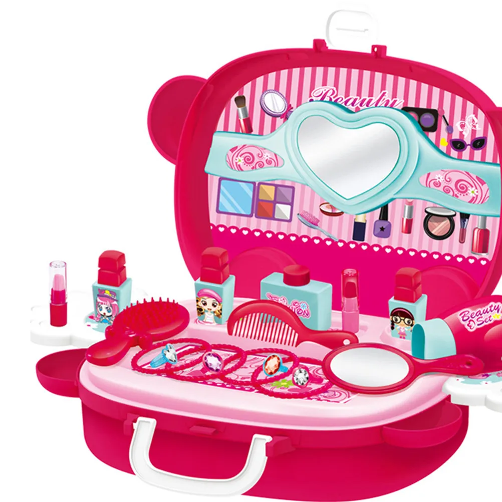 Children Cosmetics Set Girl Makeup Simulation Suitcase Rosy Smooth Workmanship Safe for Kids Role Play Parent Child