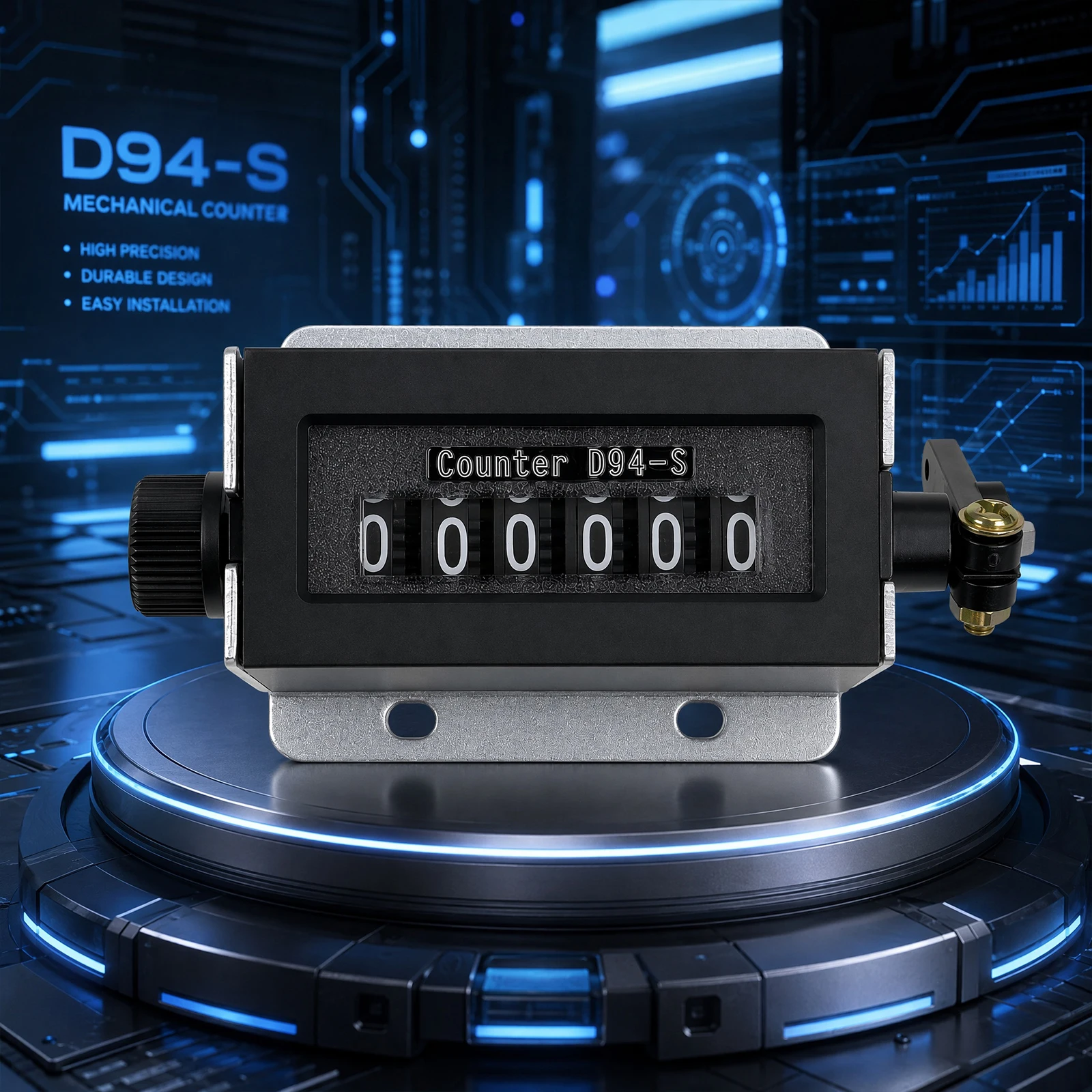 D94-S 6 Digits Pull Counter Resettable Mechanical Pulling Counter Anti-slip Rotary Digital Display for Textile Printing Dyeing