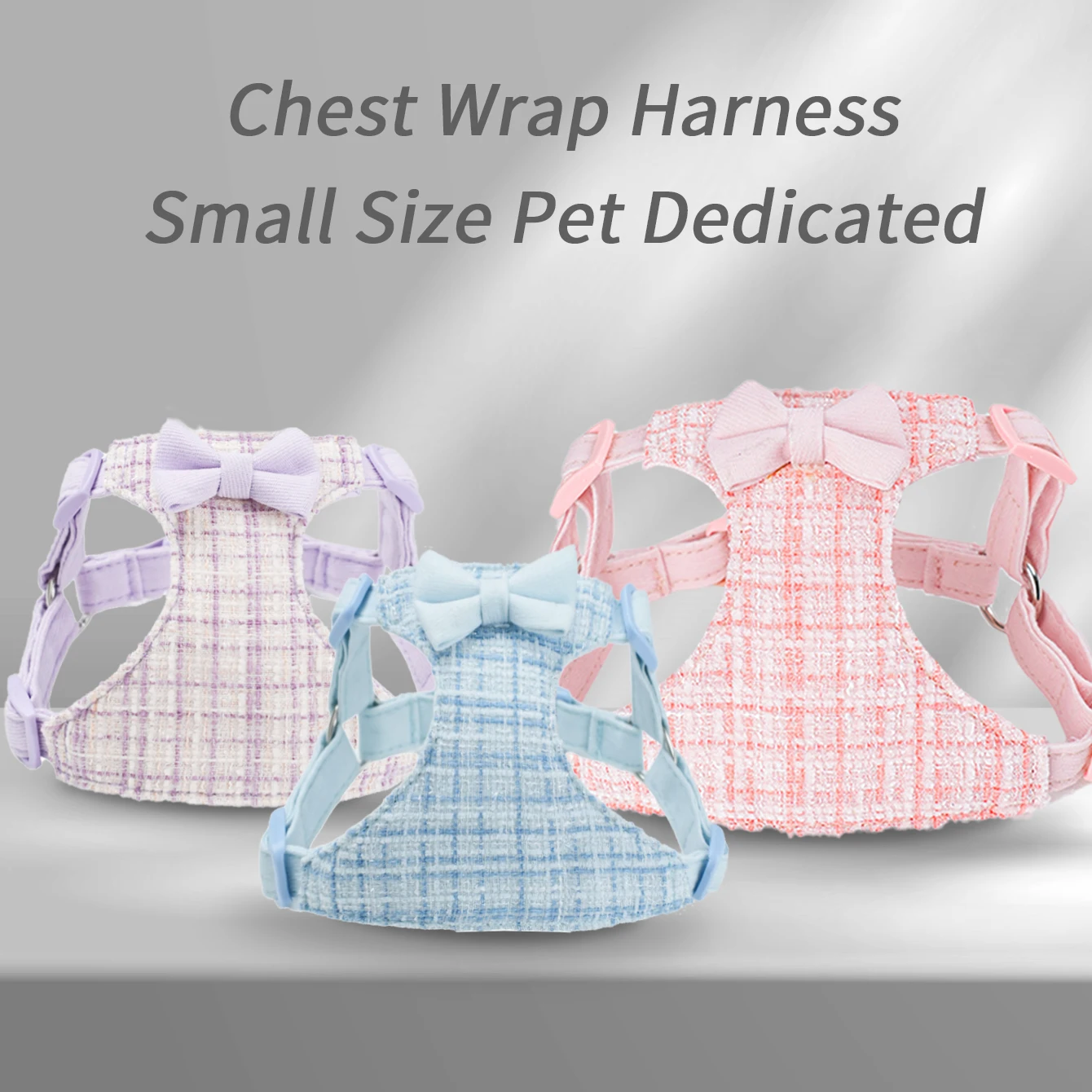 HLP287--قماش منسوج ملون، حزام قابل للتعديل للقطط والكلاب، مع حبل جر بطول 1.5 متر من نفس اللون، ودعم صديق للبشرة.