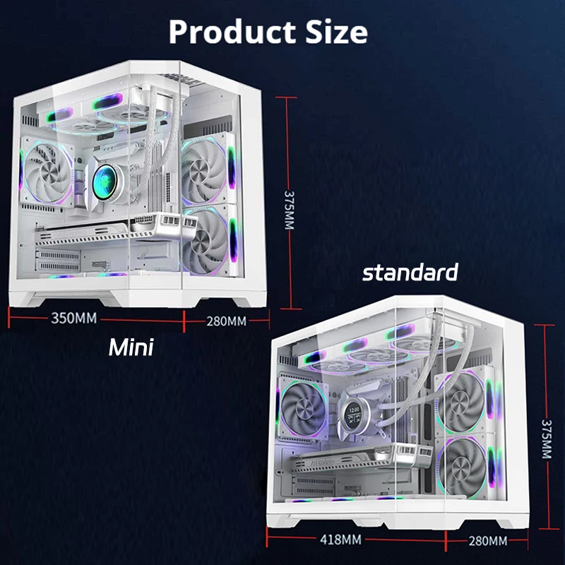 WJCOOLMAN Dreamer Mini PC Case M-ATX Three Sided Glass Sea View Room 240 Water Cooler Desktop Computer Case Gabinetes Gamer