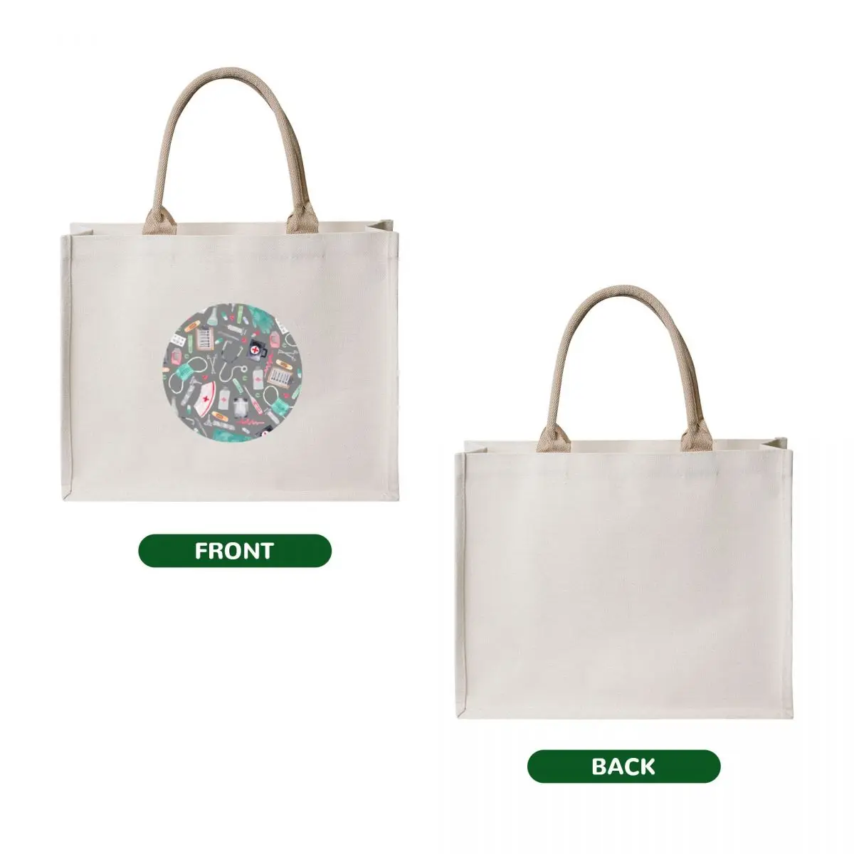 Medical Pattern Doctor Nurse Watercolor Grey Texture Tote Bag cute pouch bag large tote bag reusable shopping shopper bags