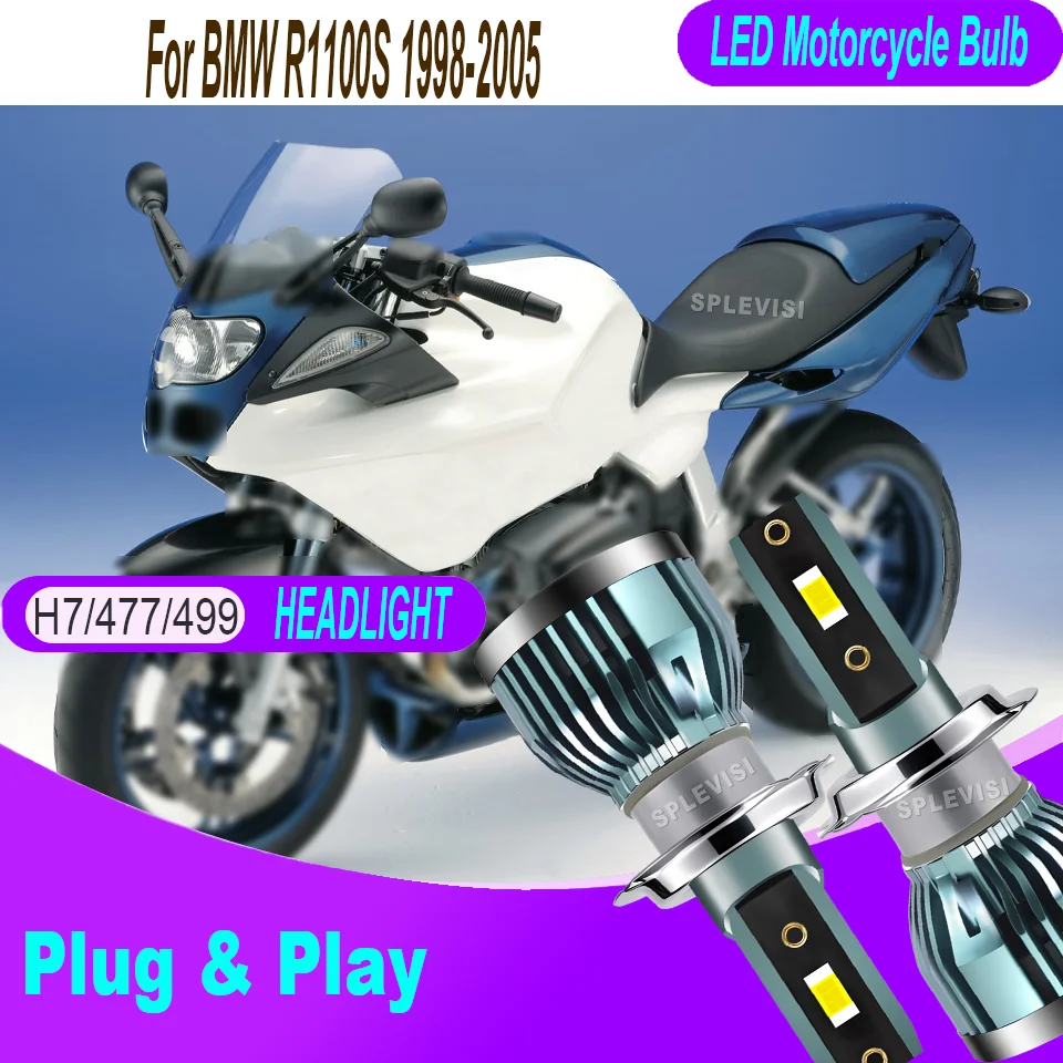 Светодиодная фара для мотоцикла Plug and Play H7/477/499 IP68 6500K белого цвета для BMW R1100S 1998 1999 2000 2001 2002 2003 2004-2005