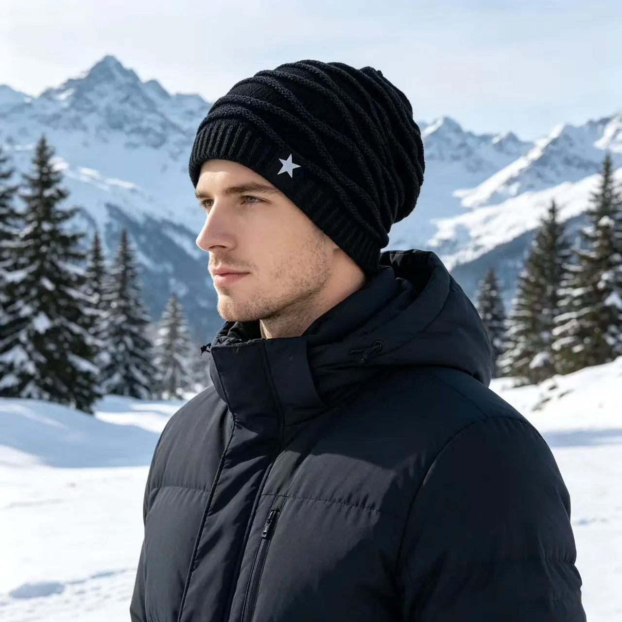 Skull Men Warm Baggy Cap Ski Beanie Crochet Slouch Oversize Hat Knitted Thermal