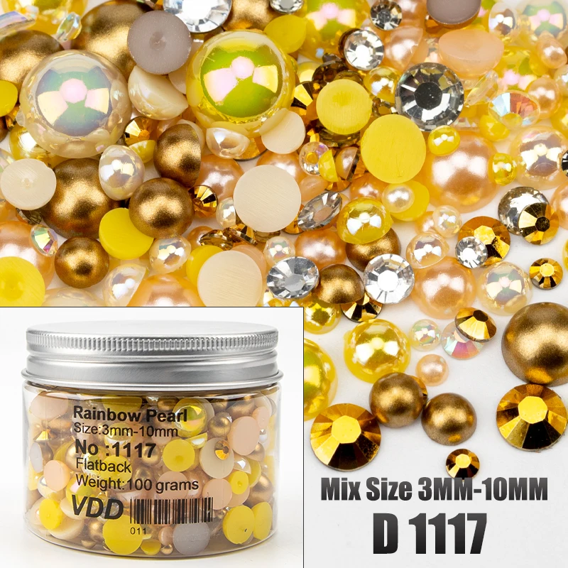VDD 30/60/100/200g Großhandel Gemischte Größen ABS Halbrunde Perlen Flache Rückseite Perlen Farbige Harz-Strasssteine für Nagelkunst, Basteln und DIY-Dekoration – Detail 23