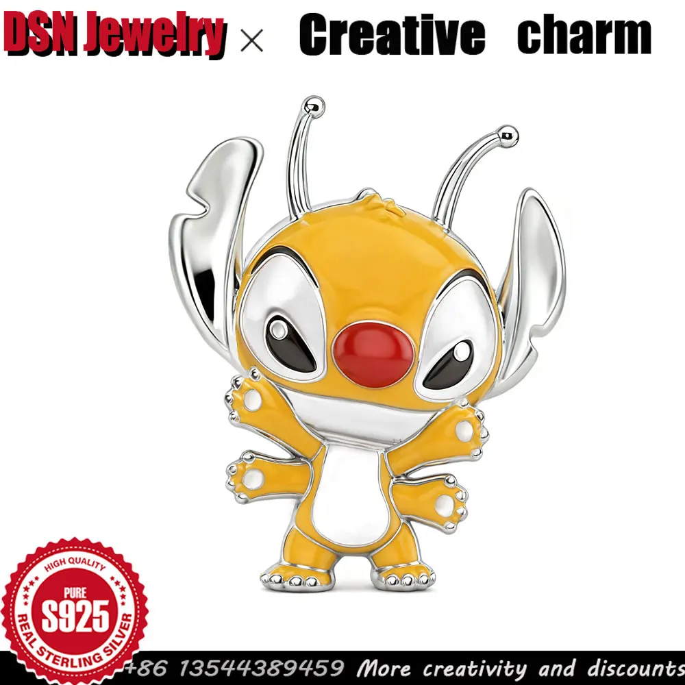 

Серебряный шарм Disney 925, стежка в форме пчелы, милый монстр, индивидуальный заказ, бусина для браслета, детский игровой шарм, женский роскошный ювелирный подарок