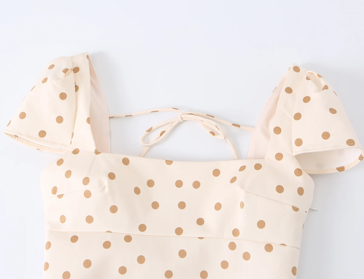 KONDALA Damen Elegantes Polka-Dot-Kleid mit Schleife, Kurzkleid, Sommer 2026, Trendiges Freizeitkleid, Figurbetontes Abendkleid, Rückenfreies Kleid für Dinner und Dates – Detail 4