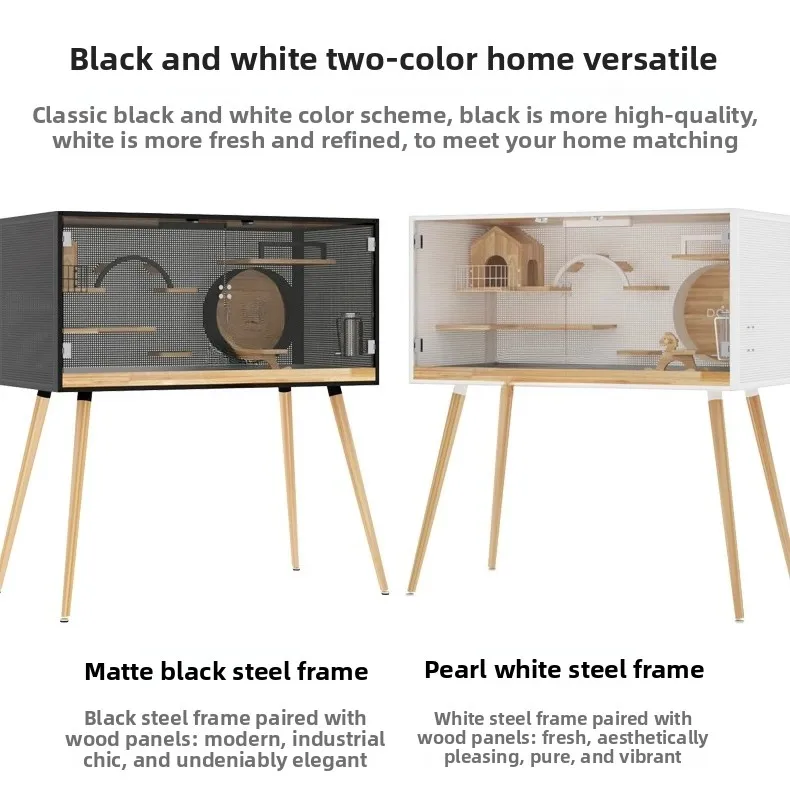 Starry Sky Bridge Solid Wood Double House Small Bridge Chinchilla Villa Running Wheel Cage Cabinet