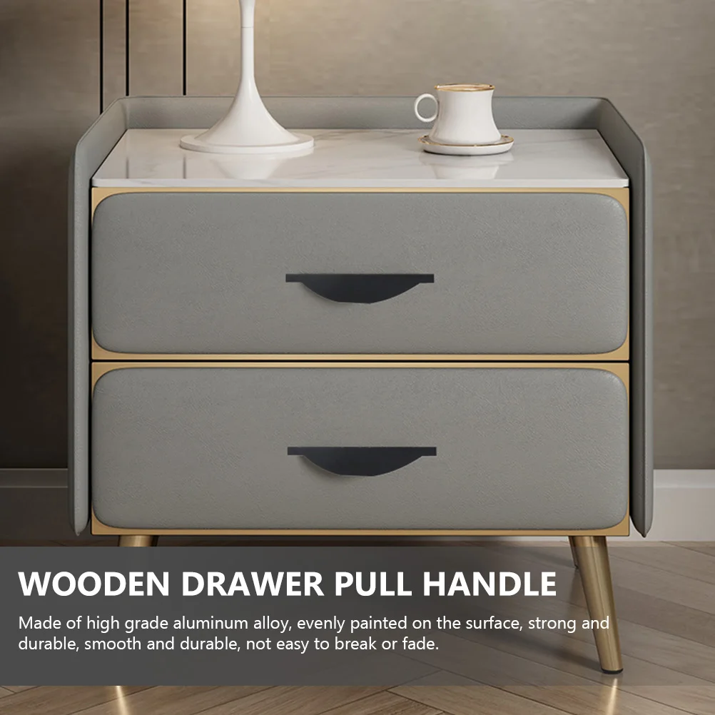 

6pcs Black Drawer Pulls Aluminum Alloy Cabinet Handles Smooth Edge Design For Kitchen Cupboard Wardrobe Furniture