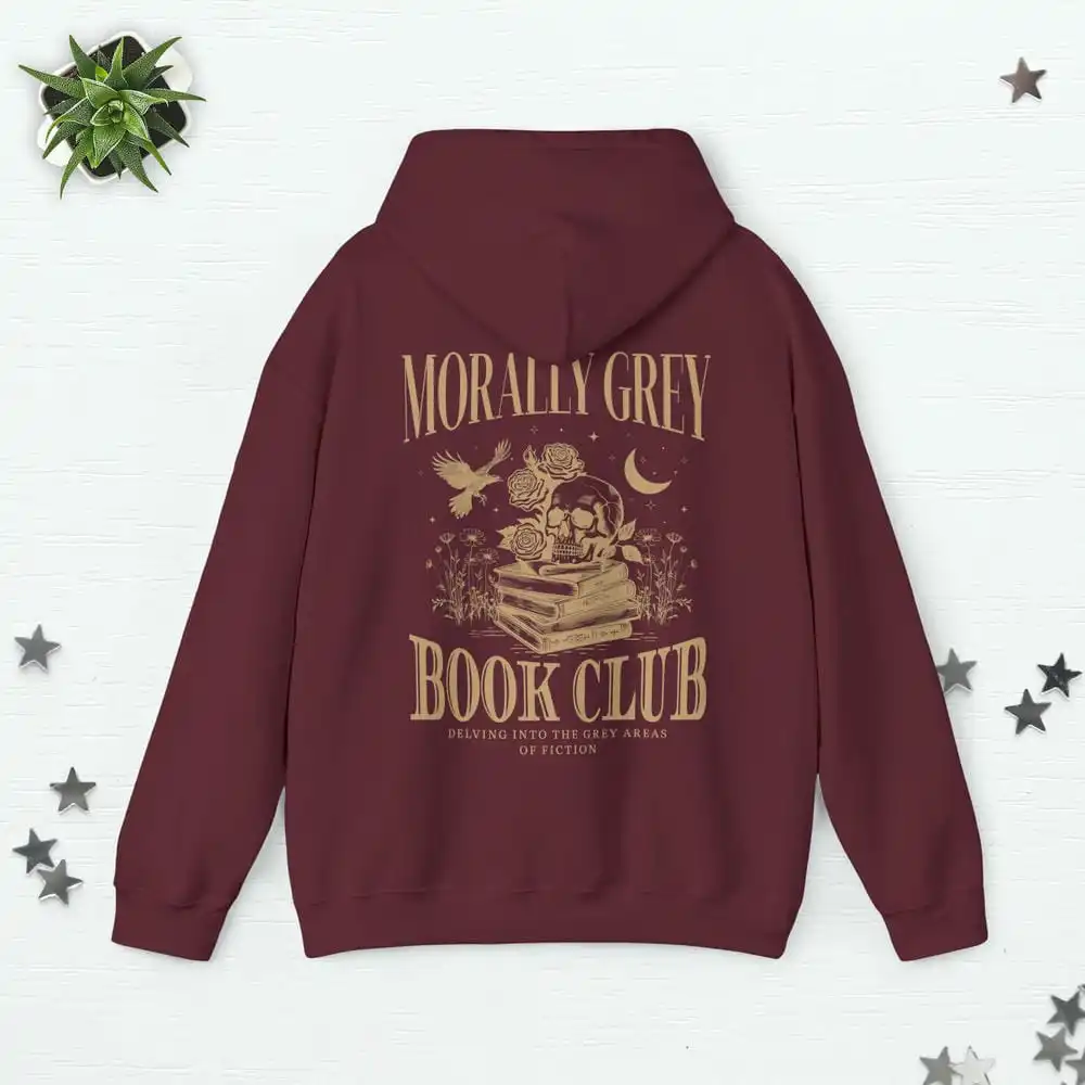 Morally Grey Book Club Hoodie Booktok Merch Bookish Things Smut Hoodie Worm Gifts Unisex Comfort Long Sleeve Y2K Top Streetwear