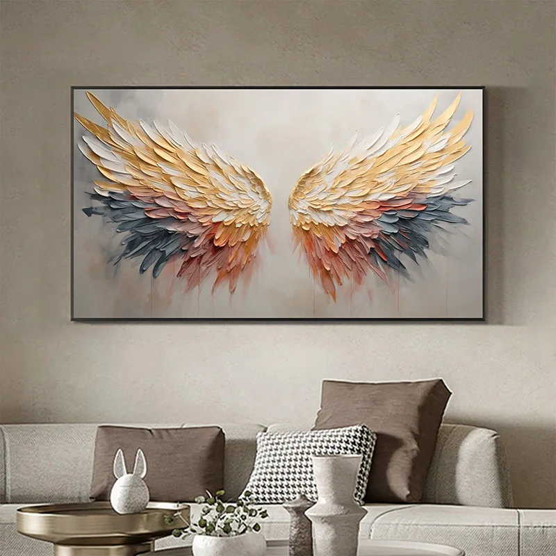 Abstract Angel Wing Painting On Canvas,Wall Art Poster, Colorful Wing Art Texture Picture Living Room Decor Gift Unframed