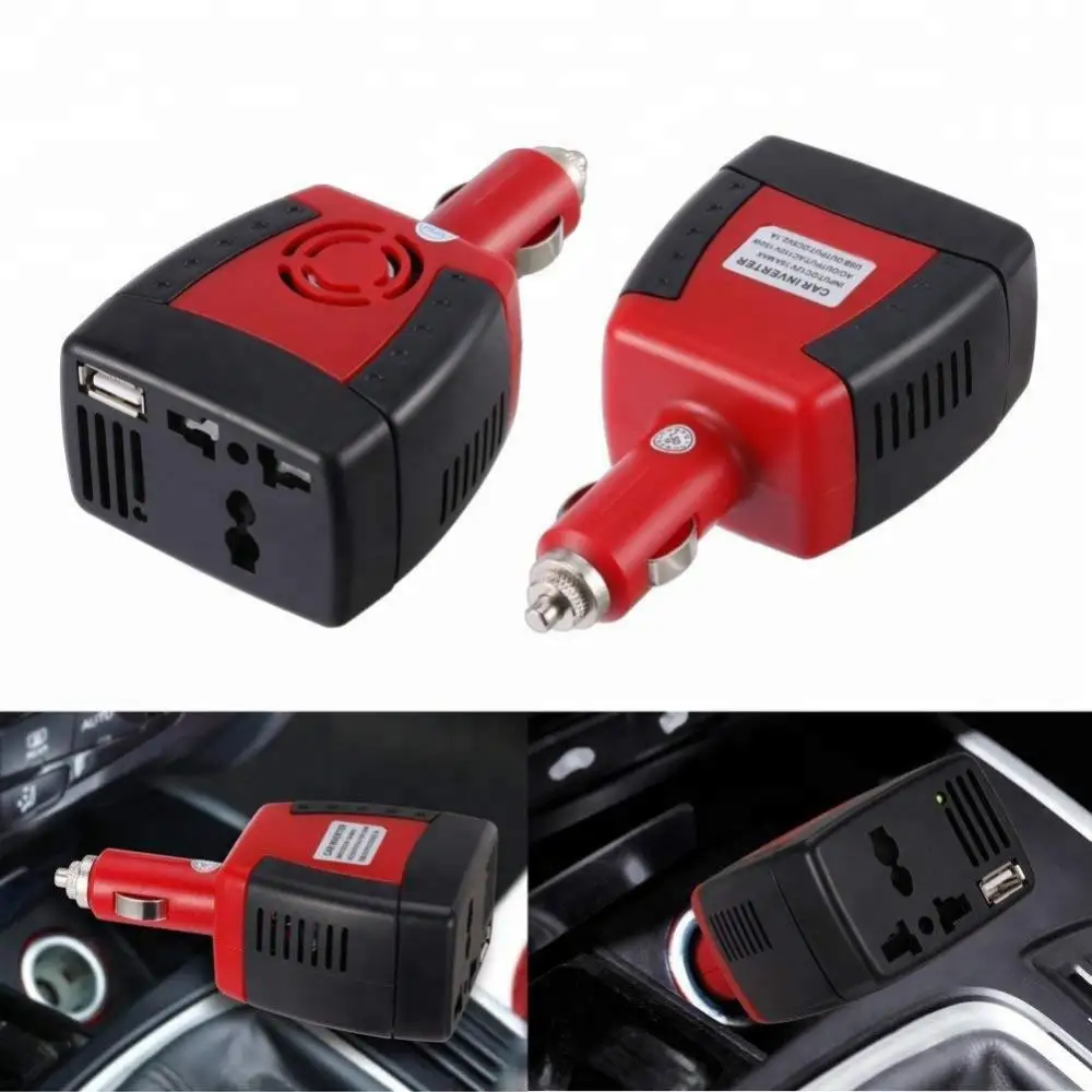 Inversor multifuncional do adaptador do poder, acessórios portáteis do carro, conversor universal, 12V a 220V, 75W