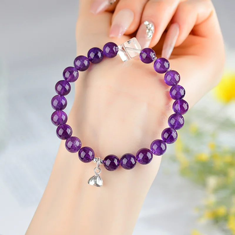 

Натуральный уругвайский аметист, кубик белого сахара, модный браслет на день рождения подруги