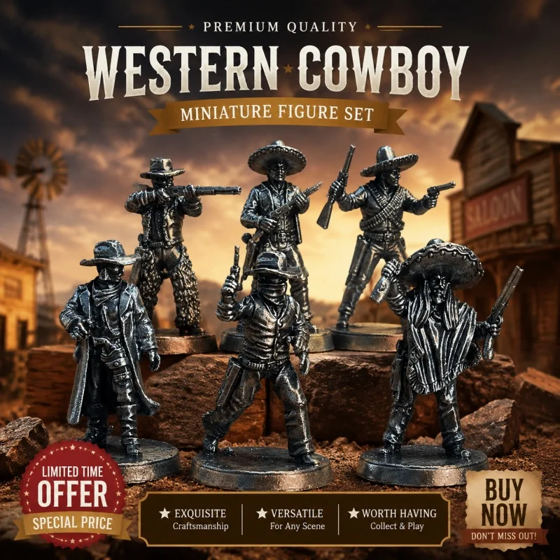 Wild West Cowboy White Copper Miniatures Metal Figurine Tabletop Wargame Desk Decor Collectible Gift for Board Game Hobby Lovers