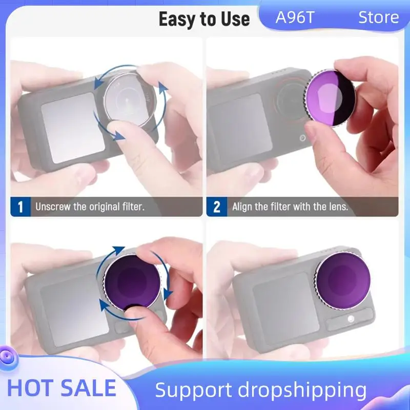 

A96T ND Filter Set For Action 5 Pro Action Camera Accessories Multicoated HD Optical Glass For DJI Osmo Action 5 Pro/4