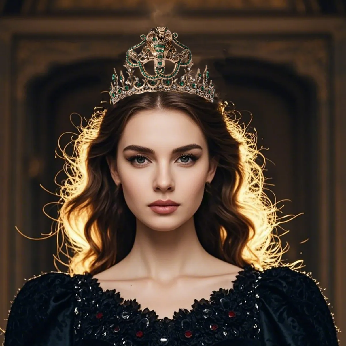 Womens Snakelike Crown Queen's Gem Tiara Party Headwear