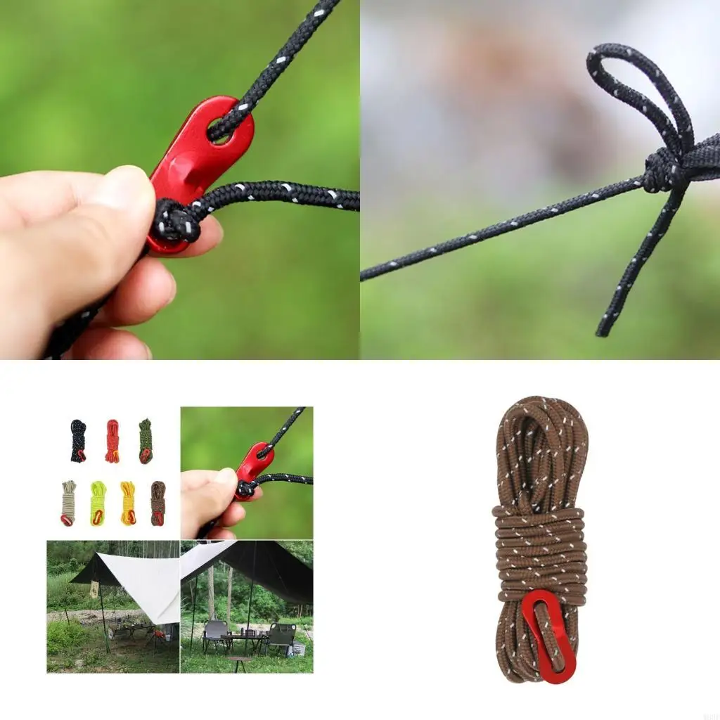 

Reflective Paracord Camping Canopy Rope Tent Lanyard Strap Clothesline Rope W89F