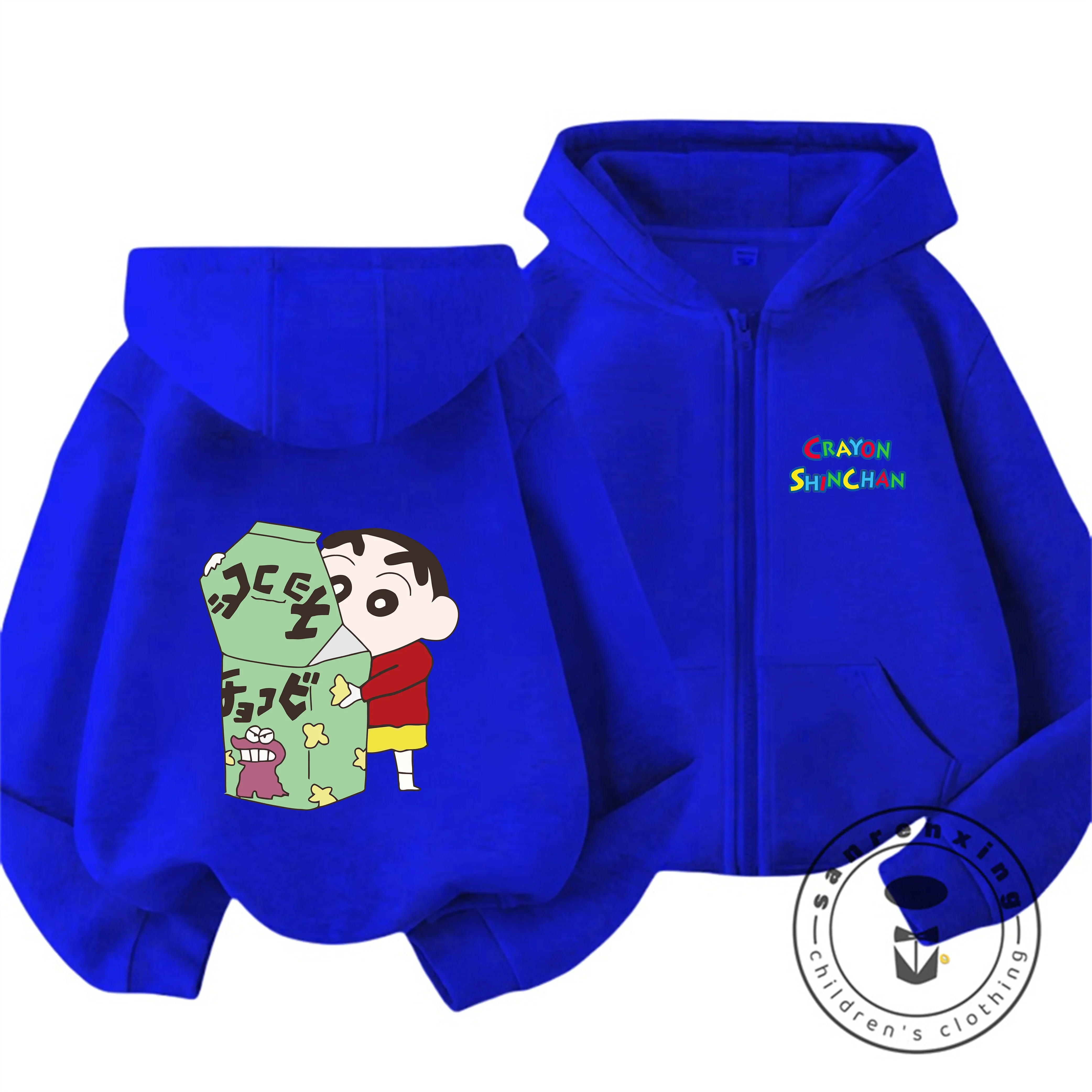 Autumn Winter Cartoon Zipper Hooded Sweatshirt Cute Fashion Street Wear Crayon Shin Chan Boys Girls 3 14 Years