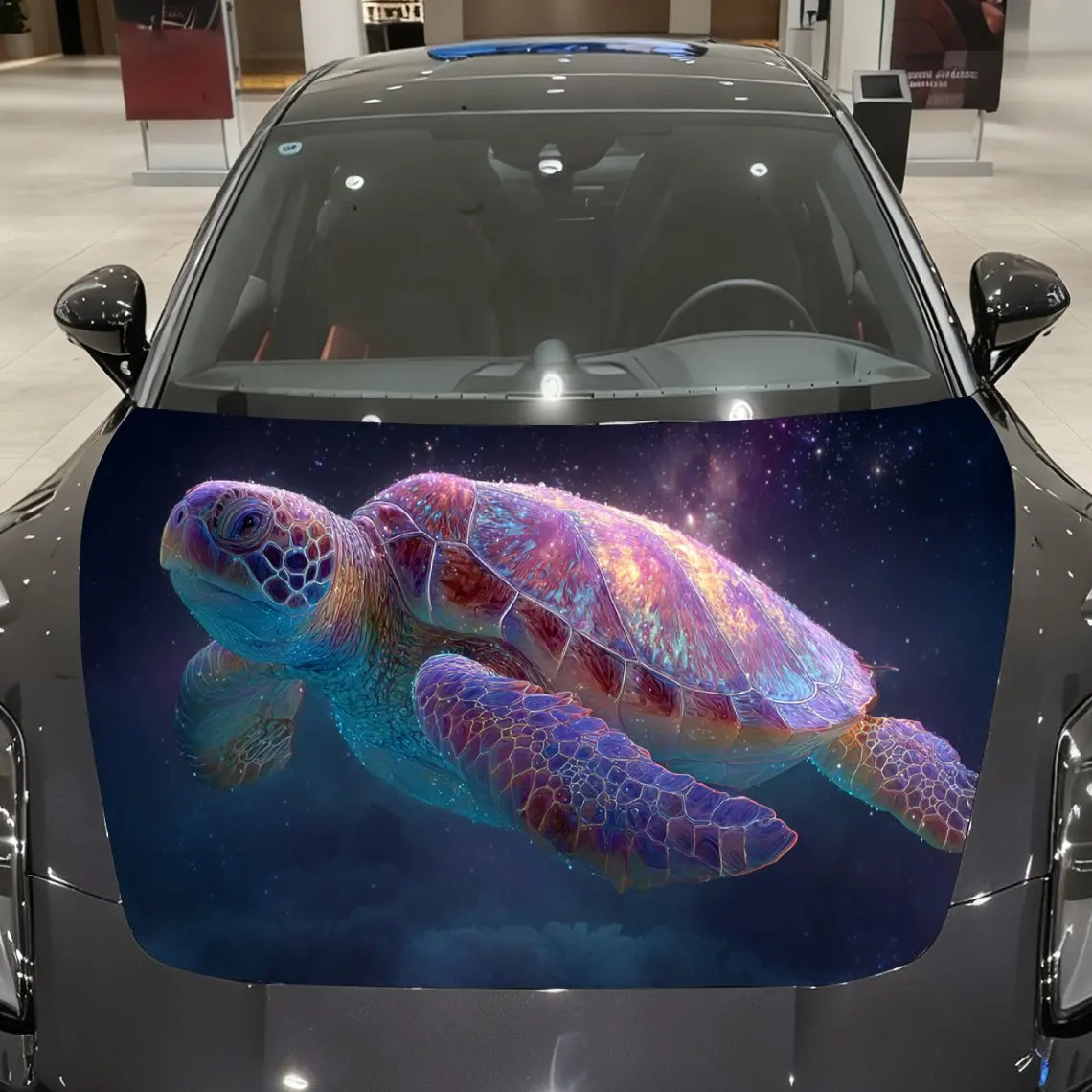 Cosmic Sea Turtle Car Cover Sticker, Auto Hood Decal, Car Exterior Scratch Resistant Decal, Trendy Gift for Car Lovers, Eye-catc