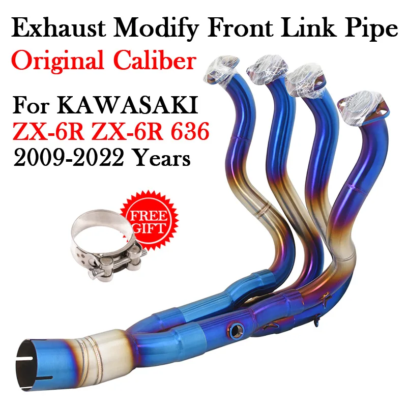 For KAWASAKI ZX-6R ZX6R ZX 6R 636 2009 - 2021 2022 Motorcycle Exhaust Modify Front Link Pipe Escape Moto Muffler System Slip-On