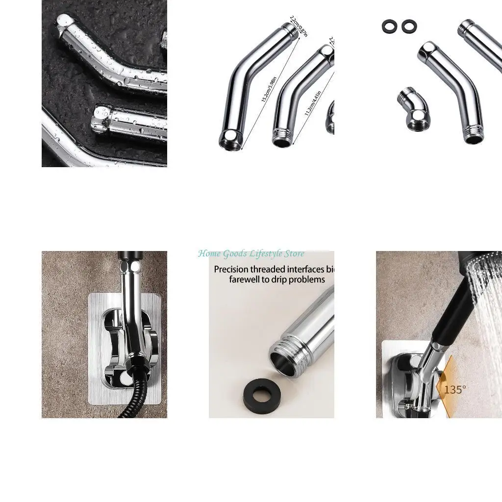 E74E Set of 3 Multipurpose Shower Hose Elbows With 135 Degree Rotation Convenient for Customizable Shower Setting Use