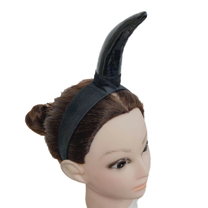 Women Ox Horn Headdress Dancing Party Props Headband for Halloween Party for Creative Evil Queen Cosplay Hair Accessorie N58F