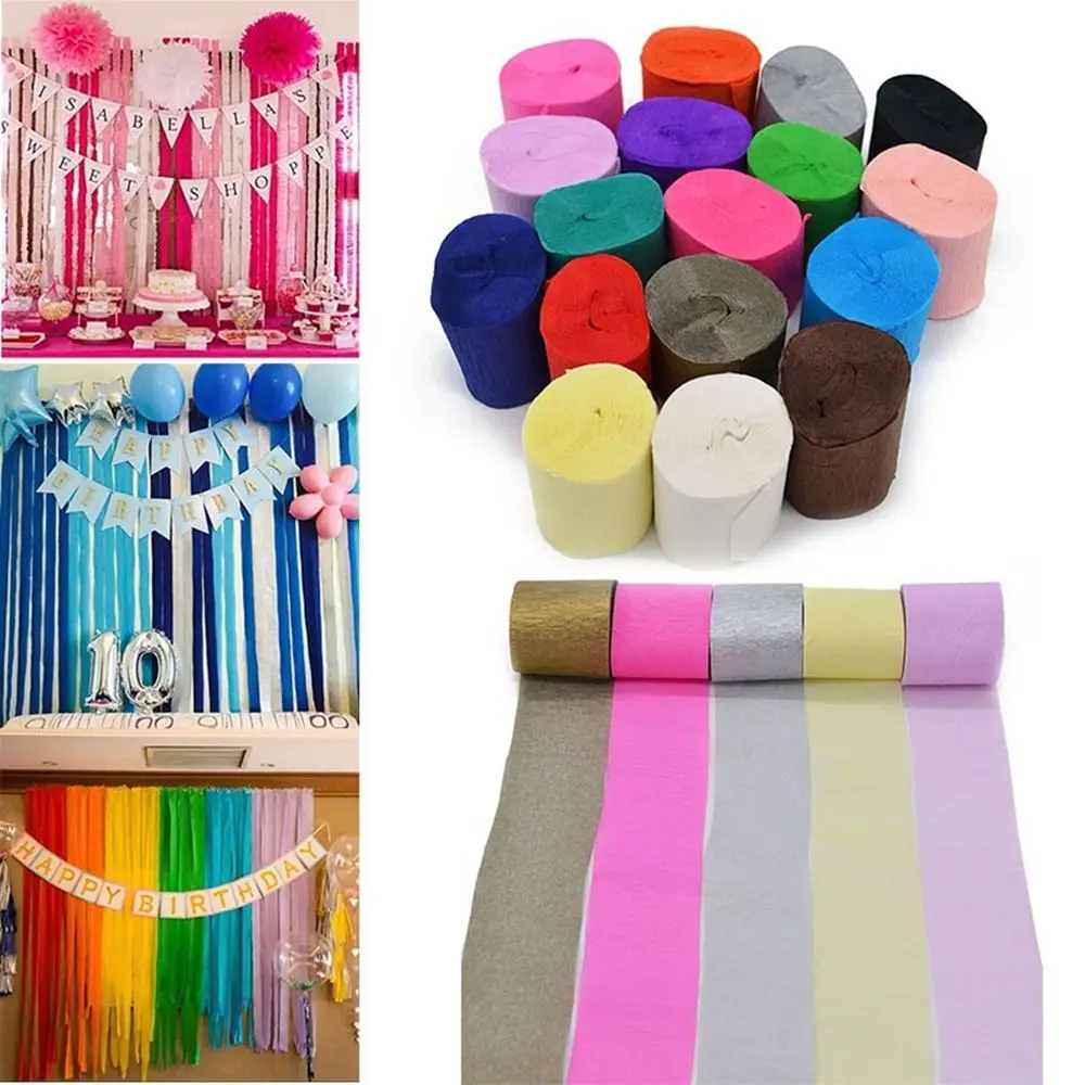 Wrapping DIY Children Handmade Ceremony Decoration Crinkled Papers Streamer Roll Craft Crepe Paper