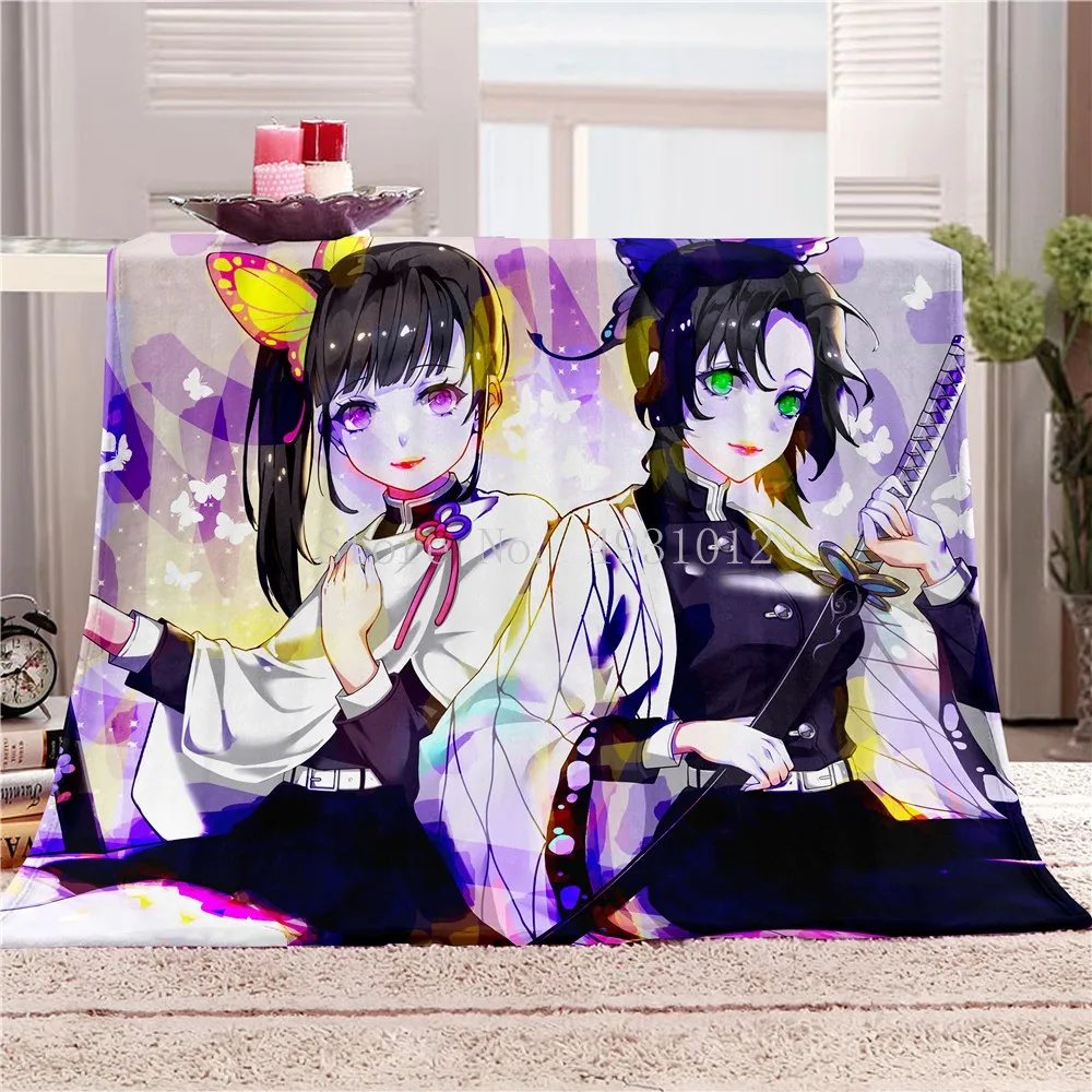 Japanese Anime Cartoon Print Blankets Fleece Summer Anime Cute Breathable Warm Throw Soft Blankets for Sofa Couch Bedspreads