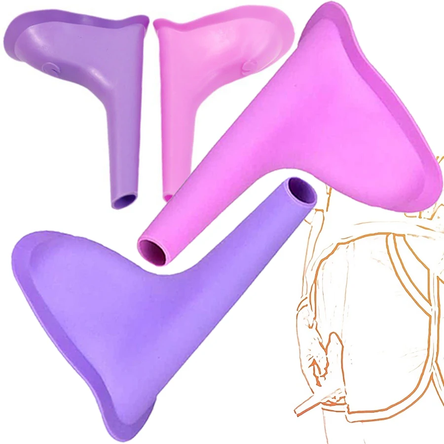 Foldable Reusable Silicone Women’s Pee Funnel Portable Easy-to-Clean Stand-Up Urinal Emergency Pee Device for Outdoor Travel