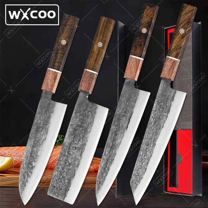 Wxcoo japonês kiritsuke chef faca de aço inoxidável afiada carne vegetal cutelo açougueiro artesanal facas cozinha profissional