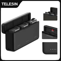 TELESIN-cargador de batería para DJI OSMO Action 3, 4, 5pro, 3 ranuras, tarjeta TF, almacenamiento de batería, caja de carga portátil