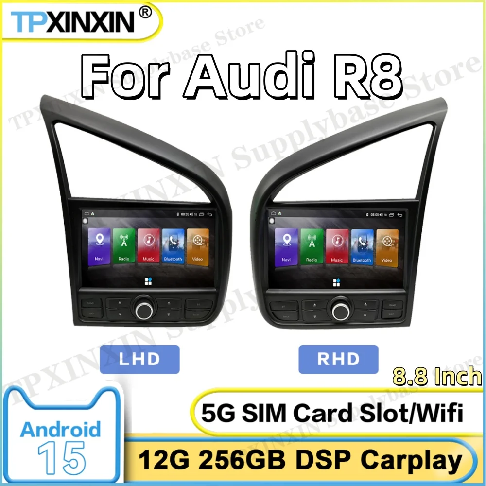 Car Radio Android 15 For Audi R8 2007~2015 Carplay GPS Navigation Multimedia Video Stereo Receiver player Smart Screen Head Unit
