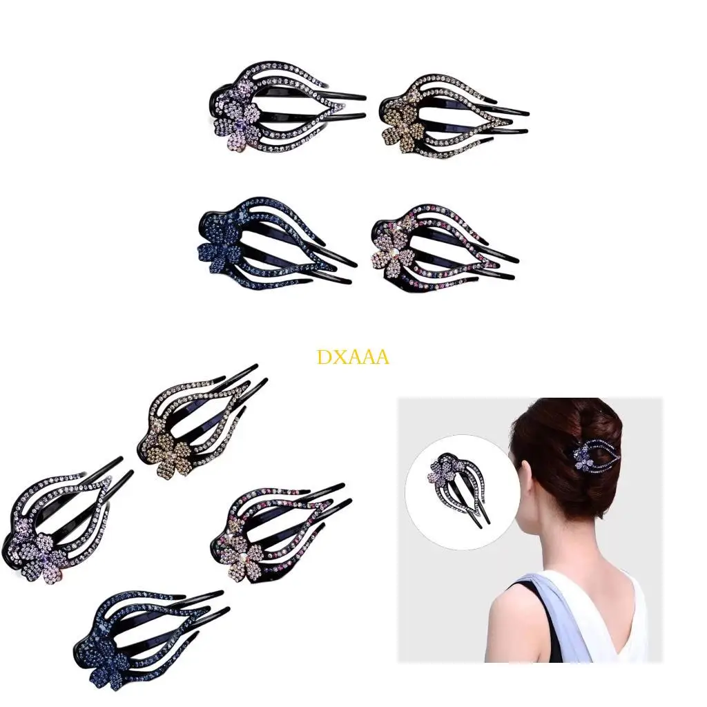 

DXAA 4 шт., красивые заколки для волос, дизайн со стразами, шипами, противоскользящие, для женщин, подходят для повседневной и